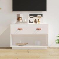 Berkfield Home TV Cabinet White 90x40x60 cm Solid Wood Pine | Size: 90 x 40 x 60 cm