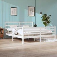 Bed Frame White Solid Wood Pine 200x200 cm