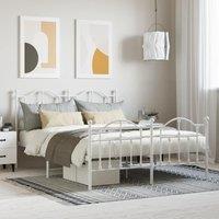 Metal Bed Frame with Headboard and Footboard White 140x190 cm