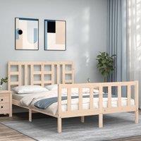 Bed Frame with Headboard 140x190 cm Solid Wood