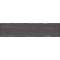 Table Top Dark Grey 220x50x(2-6) cm Treated Solid Wood Live Edge