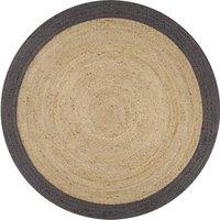 Berkfield Home Handmade Rug Jute with Dark Grey Border 150 cm | Size: 100 cm diameter