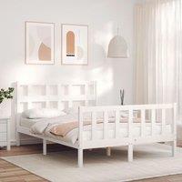 Berkfield Home Bed Frame with Headboard White 140x200 cm Solid Wood