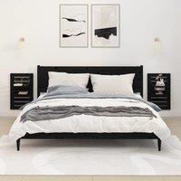 Berkfield Home Wall-mounted Bedside Shelves 2 pcs Black Solid Wood Pine