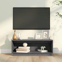 Berkfield Home TV Cabinet Grey 90x35x35 cm Solid Wood Pine | Size: 90 x 35 x 35 cm