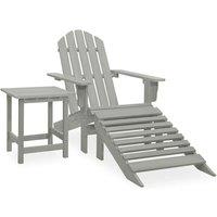 Garden Adirondack Chair with Ottoman&Table Solid Fir Wood Grey