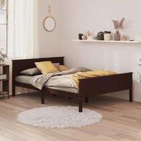 Berkfield Home Bed Frame Dark Brown Solid Wood Pine 120x200 cm | Size: Small Double