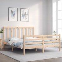 Berkfield Home Bed Frame with Headboard 160x200 cm Solid Wood in Brown