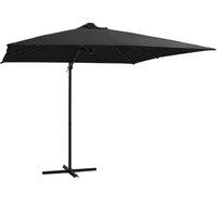 Cantilever Umbrella with LED lights and Steel Pole 250x250 cm Black