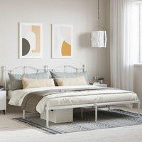 Berkfield Home Metal Bed Frame with Headboard White 193x203 cm