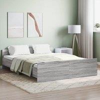 Bed Frame with Headboard and Footboard Grey Sonoma 140x200 cm