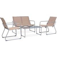 4 Piece Garden Lounge Set Fabric & Steel Taupe