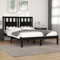 Bed Frame Black Solid Wood Pine 200x200 cm
