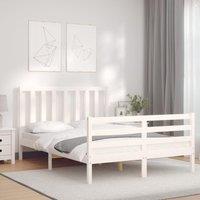 Bed Frame with Headboard White 140x190 cm Solid Wood