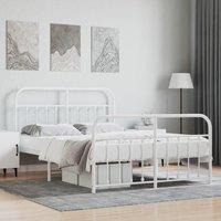 Metal Bed Frame with Headboard and Footboard White 140x200 cm