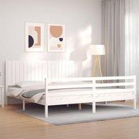 Berkfield Home Bed Frame with Headboard White 200x200 cm Solid Wood