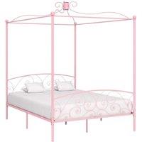 Canopy Bed Frame Pink Metal 160x200 cm
