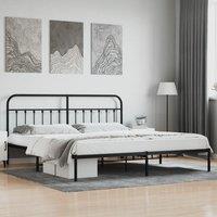 Berkfield Home Metal Bed Frame with Headboard Black 200x200 cm