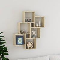 Berkfield Home Wall Cube Shelf Sonoma Oak 78x15x93 cm Engineered Wood in Brown | Size: 78 x 15 x 93 cm
