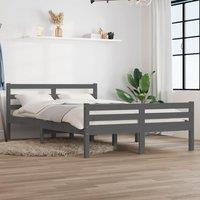 Bed Frame Grey Solid Wood 140x190 cm