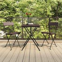 Folding Bistro Chairs 2 pcs Brown Poly Rattan and Steel