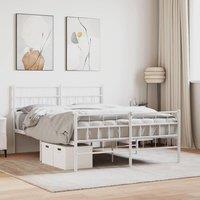 Metal Bed Frame with Headboard and Footboard White 140x200 cm