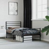 Metal Bed Frame with Headboard and Footboard Black 100x190 cm