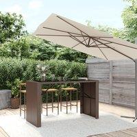 Berkfield Home Bar Table with Glass Top Brown 185x80x110 cm Poly Rattan | Size: 185 x 80 x 110 cm