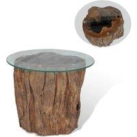 Berkfield Home Coffee Table Teak Glass 50x40 cm in Brown
