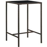 Berkfield Home Garden Bar Table Brown 70x70x110 cm Poly Rattan & Glass | Size: 70 x 70 x 110 cm
