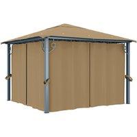 Berkfield Home Gazebo with Curtain 300x300 cm Taupe Aluminium in Beige