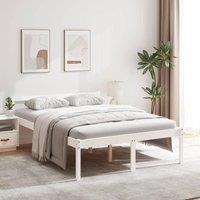 Bed Frame White 135x190 cm Double Solid Wood Pine