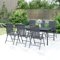 Berkfield Home 7 Piece Garden Dining Set Anthracite Steel in Black