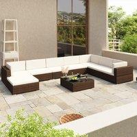 Berkfield Home 8 Piece Garden Lounge Set with Cushions Poly Rattan Brown