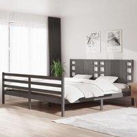 Berkfield Home Bed Frame Grey Solid Wood Pine 200x200 cm