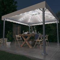 Berkfield Home Gazebo with LED String Lights 300x300 cm Cream Aluminium in Beige