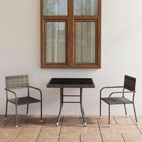 Berkfield Home 3 Piece Garden Dining Set Poly Rattan Anthracite & Grey