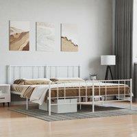 Berkfield Home Metal Bed Frame with Headboard & Footboard White 200x200 cm