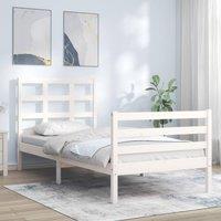 Bed Frame with Headboard White 90x200 cm Solid Wood