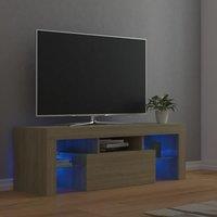 Berkfield Home TV Cabinet with LED Lights Sonoma Oak 120x35x40 cm in Brown | Size: 120 x 35 x 40 cm