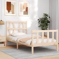 Berkfield Home Bed Frame with Headboard 90x200 cm Solid Wood in Brown