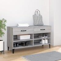 Berkfield Home Shoe Cabinet Grey Sonoma 102x35x55 cm Engineered Wood | Size: 102 x 35 x 55 cm