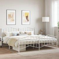 Metal Bed Frame with Headboard and Footboard White 193x203 cm