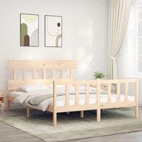 Berkfield Home Bed Frame with Headboard 160x200 cm Solid Wood in Brown