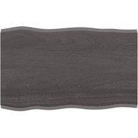 Table Top Dark Grey 80x50x2 cm Treated Solid Wood Oak Live Edge