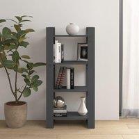 Berkfield Home Book Cabinet/Room Divider Grey 60x35x125 cm Solid Wood | Size: 60 x 35 x 125 cm