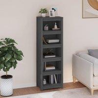 Berkfield Home Book Cabinet Grey 50x35x154 cm Solid Wood Pine | Size: 50 x 35 x 154 cm