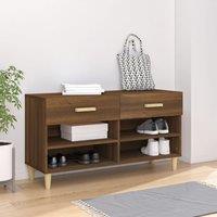 Berkfield Home Shoe Cabinet Brown Oak 102x35x55 cm Engineered Wood | Size: 102 x 35 x 55 cm