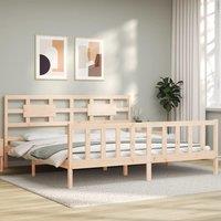 Bed Frame with Headboard 200x200 cm Solid Wood