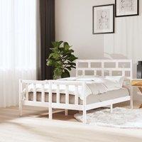 Berkfield Home Bed Frame White Solid Wood Pine 120x200 cm | Size: Small Double